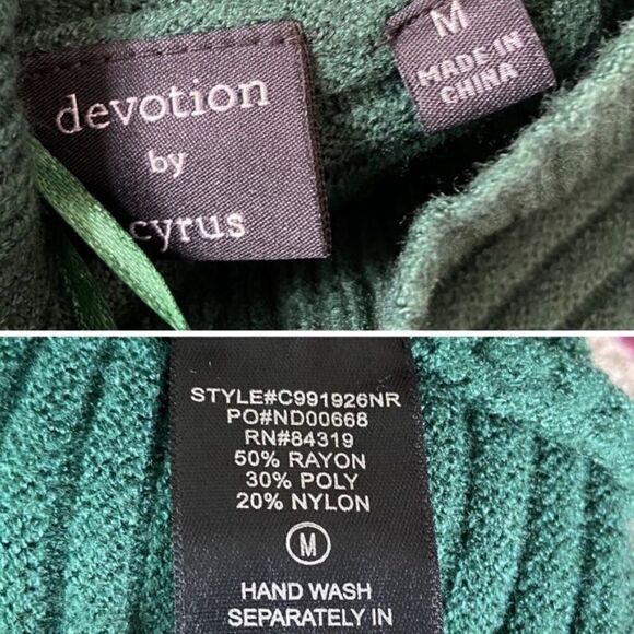 Devotion by Cyrus Turtleneck Ribbed tunic sweater, Pine Green, size M - Picture 7 of 8
